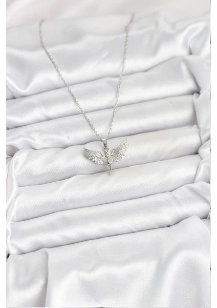 Bfs 316L Çelik Zincir Gümüş Renk Melek Model Kadın Kolye fiyatları