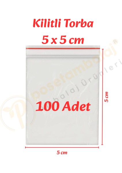 5x5 cm. Kilitli Torba (100 Adet)