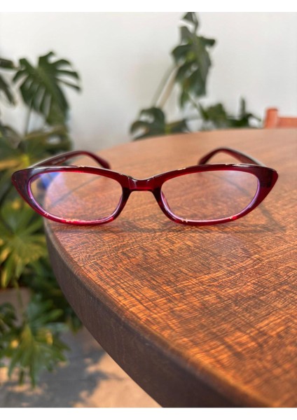 Aventino Bordo Cat Eye Küçük Çekik Minik Retro Mavi Işık Korumalı Gözlük Ekran Gözlüğü