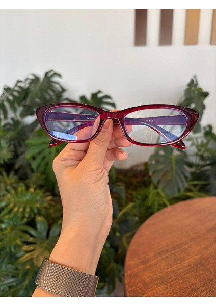 Aventino Bordo Cat Eye Küçük Çekik Minik Retro Mavi Işık Korumalı Gözlük Ekran Gözlüğü fırsatları