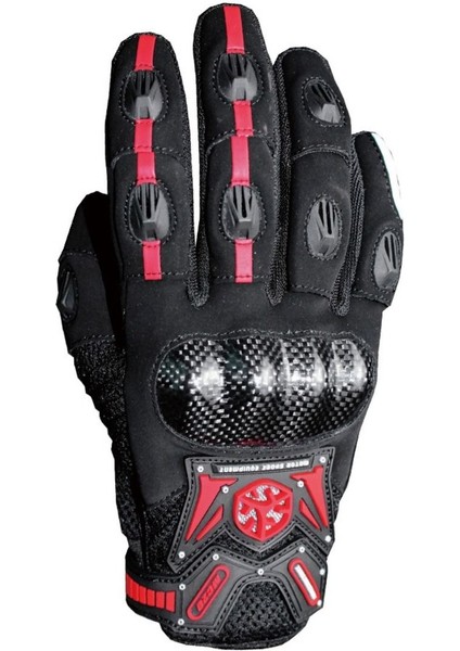 Motosiklet ve Bisiklet Eldiveni Telefon Dokunmatikli Carbon Fiber Mevsimlik Eldiven (Kırmızı) fiyatları