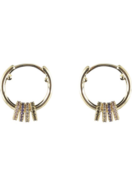 Altın - Yeşil - Mor - Mavi Küpe Marla Earrings