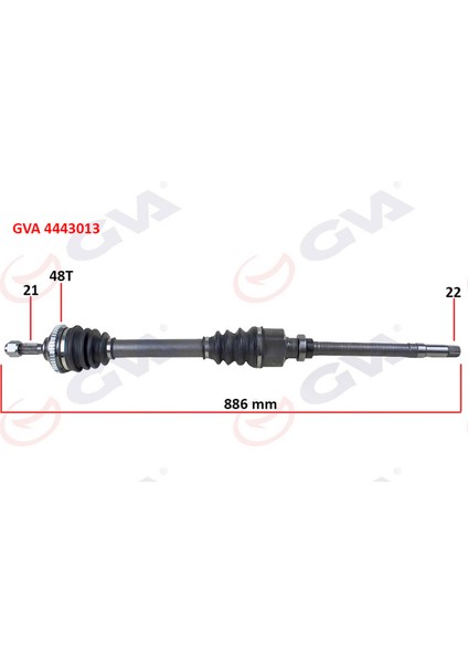 Mtxdpn Komple Aks Sağ Peugeot 206 1.6i 98-06 Tu5 Abs Li 48 Diş 886MM