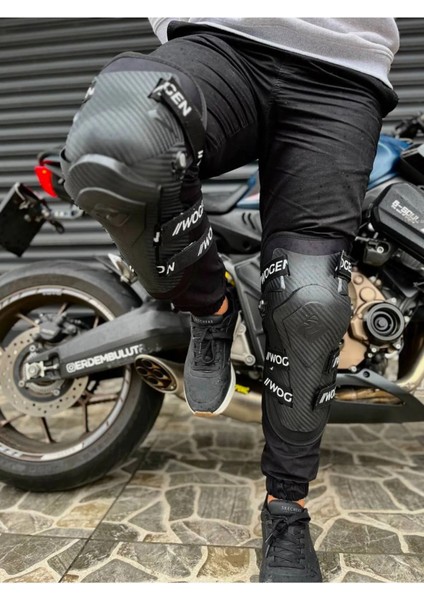 Motosiklet Lüx Dizlik Mafsallı Koruma Carbon Desenli Rahat Kullanım Motorcu Diz Koruyucu fırsatları