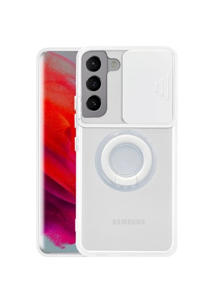 Sm Galaxy S22 Kılıf Sürgülü Kamera Lens Korumalı Yüzük Standlı Silikon KILIF-(1903) fiyatları