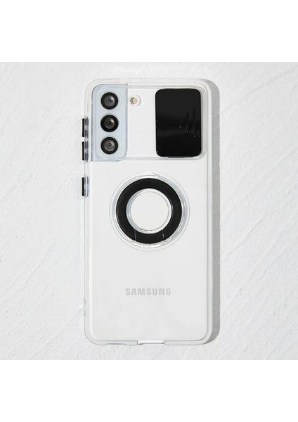 Sm Galaxy S22 Kılıf Sürgülü Kamera Lens Korumalı Yüzük Standlı Silikon KILIF-(1903) indirimleri