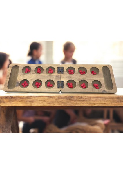 Ahşap Mangala Seti 16X56 cm (Kırmızı Taşlı)