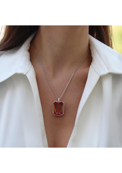 Zultanit Taşlı Mega Baget Gümüş Kolye