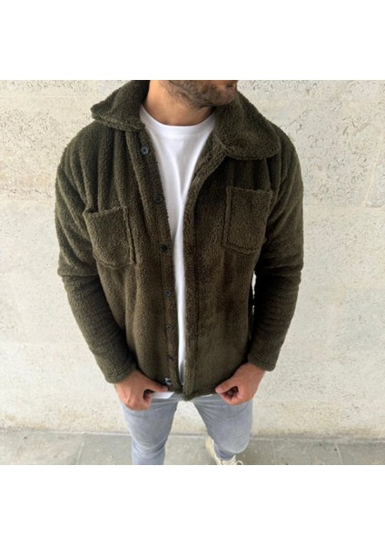 Mdb Erkek Pelüş Polar Hırka Gömlek – Yakalı, Ilik Düğmeli, Göğüs Cepli, Yumuşak Dokulu Kışlık Regular Fit Rahat Günlük Odel Haki fırsatları