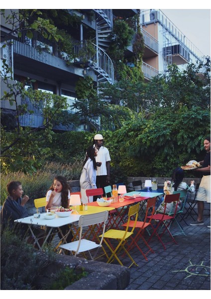 Sundso Katlanabilir Masa ve Katlanabilir Sandalye Seti Koyu Mavi 65 x 65 cm Mindersiz 2 Sandalyeli Kare indirimleri