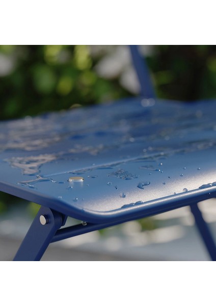 Sundso Katlanabilir Masa ve Katlanabilir Sandalye Seti Koyu Mavi 65 x 65 cm Mindersiz 2 Sandalyeli Kare