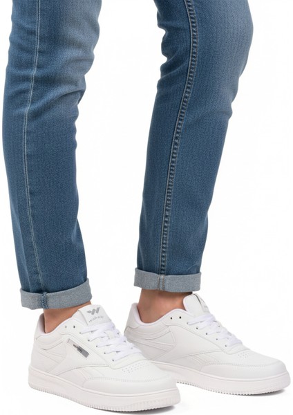 Beyaz Bağcıklı Erkek Spor Ayakkabı