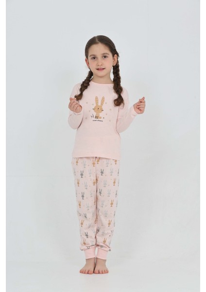 Kız Çocuk Tavşan Baskılı Pijama Takım fırsatları