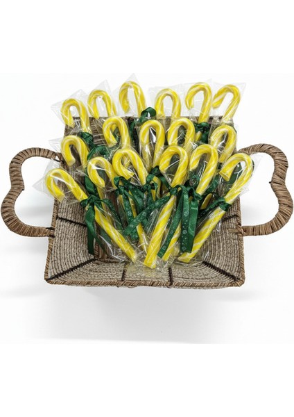 Yılbaşı Baston Şeker 20 Adet Sarı Beyaz Muz Aromalı Hediyelik