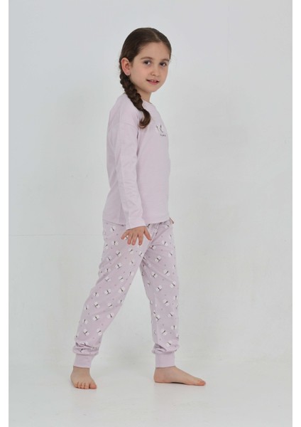 Kız Çocuk Kelebek Baskılı Pijama Takım modelleri