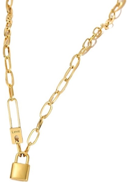 Sokak Retro Hip-Hop Kilit Kolye Kolye Kadın Ins Trend K Altın Soğuk Stil Zinciri (Yurt Dışından)