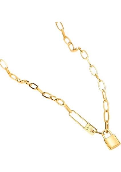 Sokak Retro Hip-Hop Kilit Kolye Kolye Kadın Ins Trend K Altın Soğuk Stil Zinciri (Yurt Dışından) modelleri