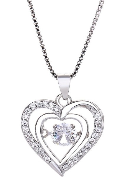 Qiaolanxuan Altı Köşeli Yıldız Atan Kalp Şeklinde Kolye Kadın Gümüş Dinamik Kolye (Yurt Dışından) modelleri