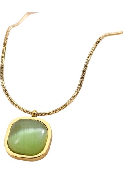 Yeni Bohem Kolye Titanyum Çelik Yeşil Şeker Küpü Düzensiz Kare Kolye Kadınlar Için Çok Yönlü Takı (Yurt Dışından) modelleri