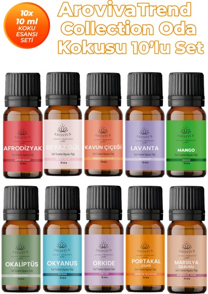 Trend Collection Esansiyel Uçucu Koku Yağı Buhurdanlık Yağı Difüzör Esansı 10'lu Set 10X10ML