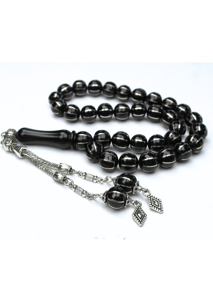 Karpuz Dilimi Sekizli Alpaka Işlemeli Oltu Sıkması Tespih indirimleri