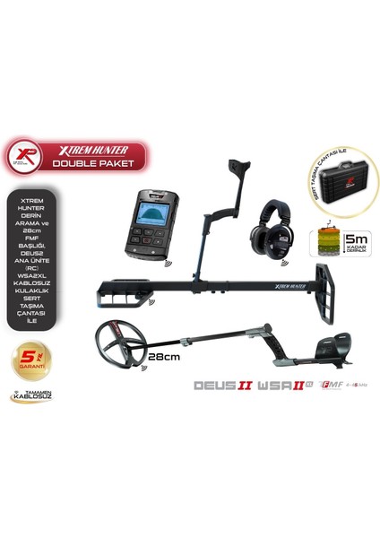 Xtrem Hunter DEDEKTÖR-28FMF Başlık Deus 2 Ana Kontrol Ünitesi WSA2XL Kulaklık (Double Paket) Siyah
