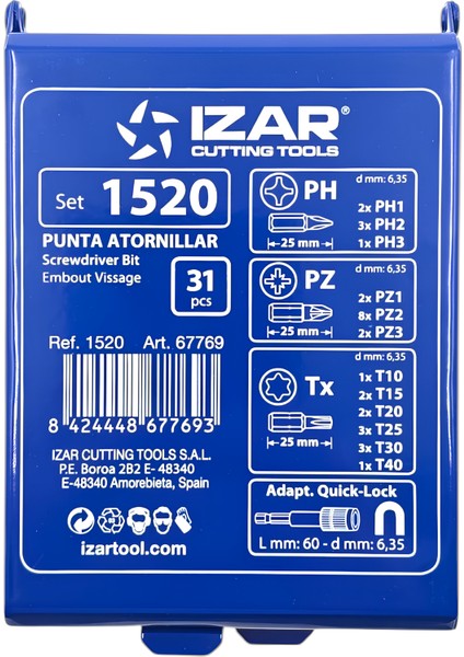 Fixonic Izar IZAR1520 31 Parça Vidalama Bits Uç Seti indirimleri
