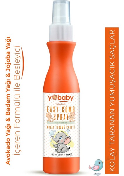 Kolay Tarama Saç Spreyi 150 ml - Avokado, Jojoba ve Badem Yağlı Bebek Saç Bakımı