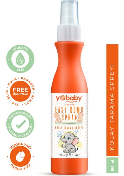 Kolay Tarama Saç Spreyi 150 ml - Avokado, Jojoba ve Badem Yağlı Bebek Saç Bakımı fiyatları