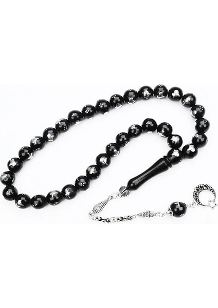 Oltu Sıkması Tuğra Işlemeli Tespih