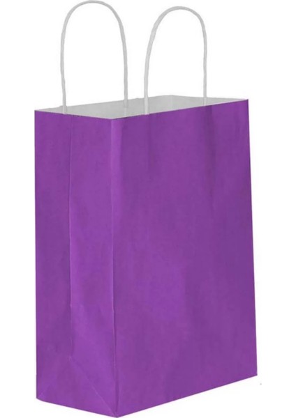 Lila Kraft Çanta Orta Boy 25X12X31 cm 25 Adet modelleri