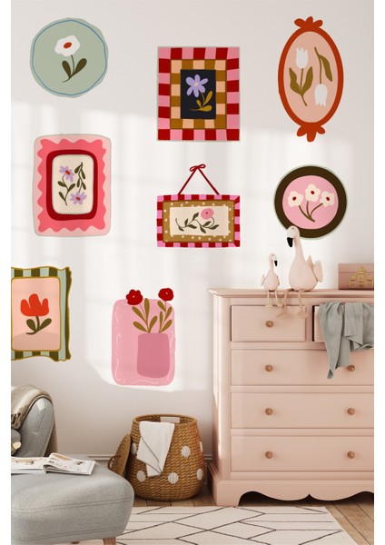 Soft Renkler Pastoral Çerçeve Duvar Sticker Seti – 10 Parça Pastel Bahar Temalı Dekoratif Stickerlar indirimleri