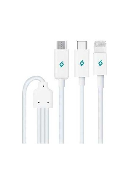 Trio 3'ü Bir Arada Type-C Lightning Micro USB 1 m 2.1A Universal Hızlı Şarj ve Data Kablosu