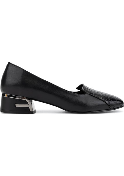 Kadın Hakiki Deri Siyah Kroko Topuklu Ayakkabı 1081 3541 Bn Ayk SK25-26 Syh Kroko/syh Dr