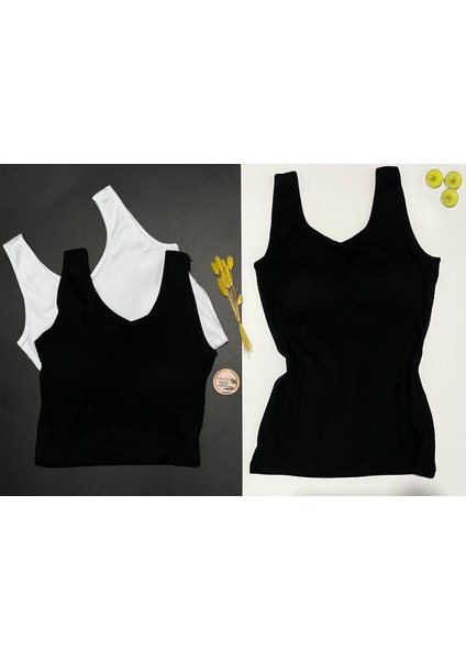 Kadın Atlet Sütyenli V Yaka Modal 1 Adet Siyah Pedli Atlet-Bluz-T-Shirt (Kota) fiyatları