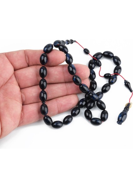 Kadim Katalin Eski Kalemlik Obje Usta Işi Imzalı Beyzi Kesim 8X12MM Tesbih- Mavi Sedefli modelleri