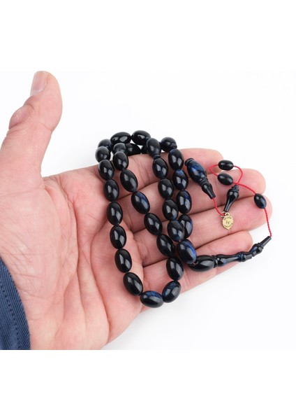 Kadim Katalin Eski Kalemlik Obje Usta Işi Imzalı Beyzi Kesim 8X12MM Tesbih- Mavi Sedefli fırsatları