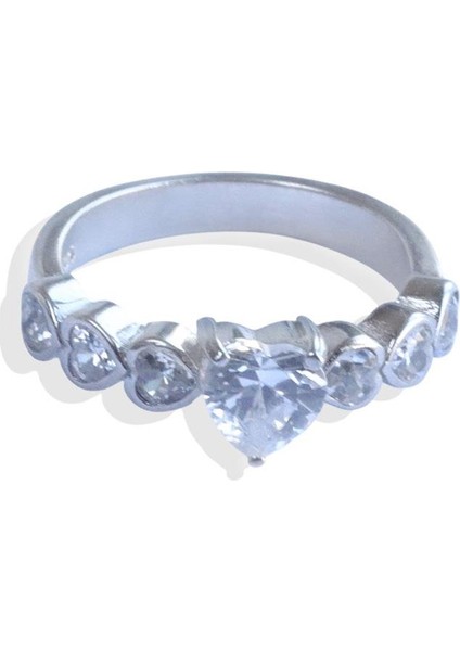 Kalp Zirkon Taşlı Gümüş Yüzük fırsatları
