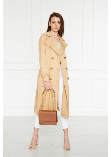 Astarsız Cepli Düğmeli Kuşaklı Yazlık Trenç fiyatları