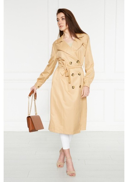 Astarsız Cepli Düğmeli Kuşaklı Yazlık Trenç fırsatları