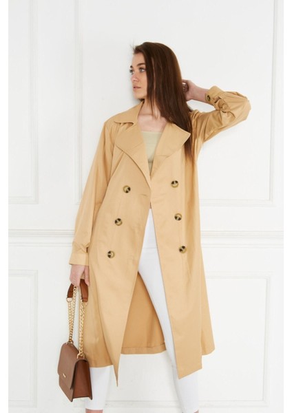 Astarsız Cepli Düğmeli Kuşaklı Yazlık Trenç indirimleri