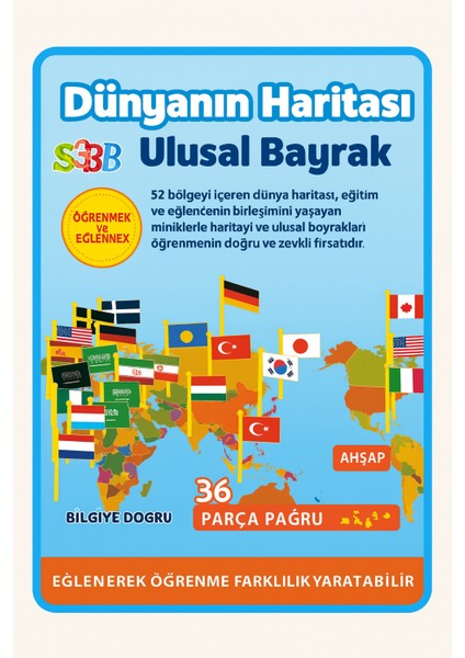 Eğitici Oyun Ahşap Dünya Haritası 36 Ulusal Bayrak Dünya Haritası fırsatları