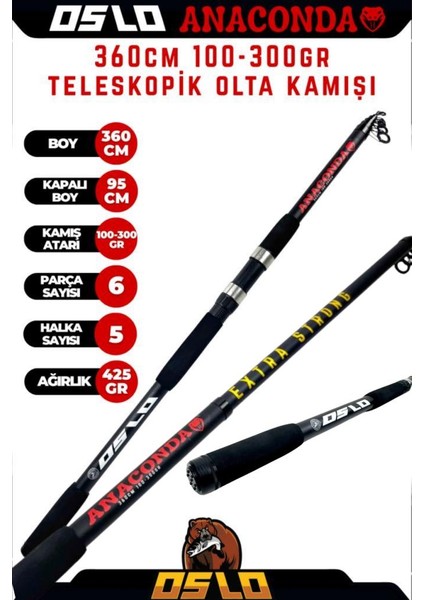 Anaconda 360CM 100-300GR Remixon Prestige 6000 Göl ve Deniz Olta Seti fırsatları