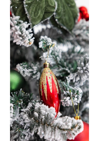Yılbaşı Süsü 4'lü Konik Kırmızı 12 cm