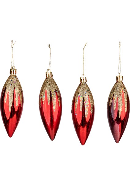 Yılbaşı Süsü 4'lü Konik Kırmızı 12 cm fiyatları