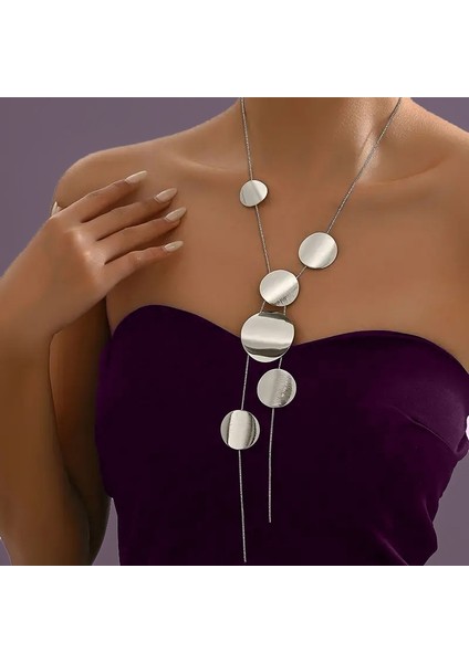 Avrupa ve Amerikan Sınır Ötesi Çok Yönlü Kadın Uzun Kolye Trend Mizaç Takı Yuvarlak Içi Boş Geometrik Zincir Kolye (Yurt Dışından)