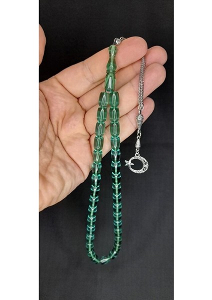 Ateş Kehribar Tesbih Yeşil Renk Kapsül Kesim T-379 indirimleri