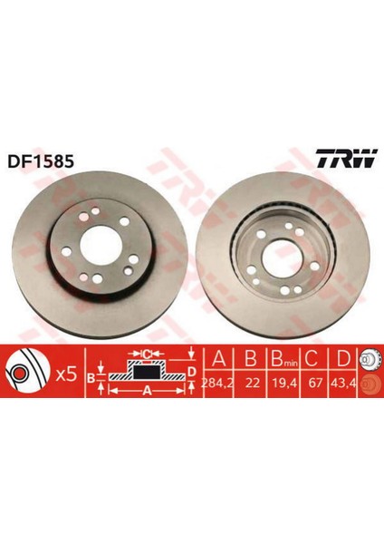 Mtxdpn Fren Diski Ön Hava Kanalli (Mercedes :(W201) 190E 2.3 16V)