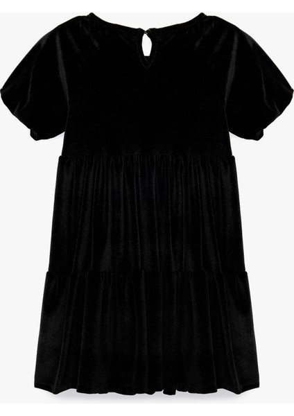 Balon Kollu Bisiklet Yaka Pileli Kadife Elbise fiyatları