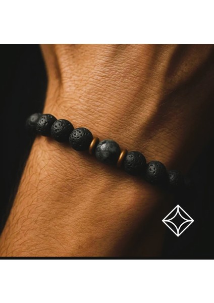 Larvikite ve Lav Taşı Doğal Taş Bileklik